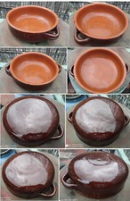 ANTICA PIGNATTA CASSERUOLA IN TERRA COTTA SMALTATA DA FUOCO CM 26.5 X 9 ALBISOLA