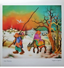 ARTE NAIF CROATA fotolito artistica Fuga in Egitto Ivan Vecenaj (1920 - 2013)