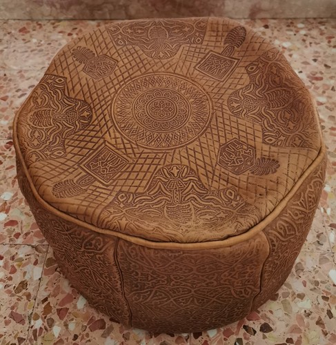 Pouf pelle cammello - pouf,
