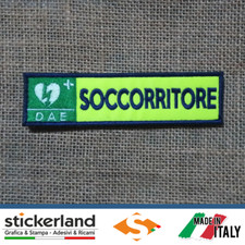 Toppa Toppe Patch SOCCORRITORE DAE su base giallo fluo con velcro M+F