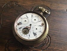 Regulateur 65mm Triple quantième Phase de lune acier ers 1920