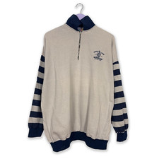 Felpa Vintage grigio e blu quarter zip - Taglia XL uomo