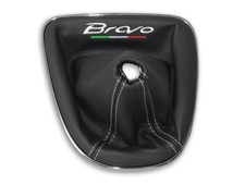 PER FIAT BRAVO 2 II 2007-2017 CUFFIA DEL CAMBIO PELLE NERA RICAMO BIANCO Italia