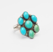 Turchese Fiore Argento Sterling Fatto a Mano Nativi Americani Vintage Anello Sz