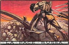 4411 WW1 FRANCHIGIA "LA PACE RUSSA" VG CON P.M. ILLUSTRATORE CANEVARI. VIAGGIATA