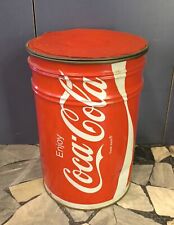 Coca Cola bidone contenitore in latta sgabello H.44 cm  Vintage