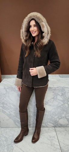 Cappotto scamosciato marrone - scamosciato,