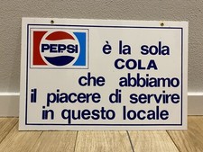 ?INSEGNA PEPSI COLA TABELLA EMAILLEE ARREDO PLAQUE COCA VINTAGE enamel Anni 80