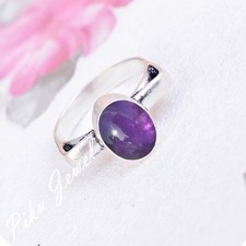 Anello da uomo in argento sterling 925 con pietra preziosa ametista...