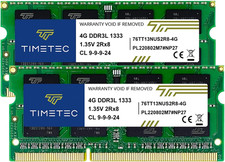 8GB KIT (2X4Gb) DDR3L 1333 Mhz PC3-10600 Non ECC Unbuffered 1.35 V CL9 2Rx8 Dual