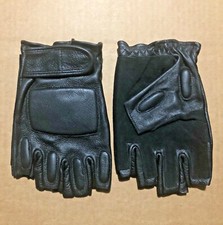 GUANTI IN PELLE NERA DA MOTO -  ANTISOMMOSSA - MEZZE DITA TG M