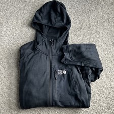 Felpa con cappuccio Mountain Hardwear Polartec Power Grid full zip strato intermedio pile nero XL 