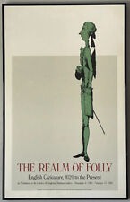 RARO POSTER LITOGRAFIA UOMO CARICATURA INGLESE VINTAGE OLD EUROPE UK ARTE MODERNA