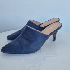 Sabot / Mules Renda Blu polvere Scamosciati Tacco Alto (7 cm) Punta Sfilata N. 3