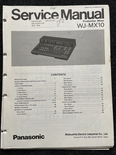 Panasonic mx10 production - wj-mx10,