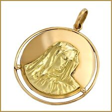 Ciondolo in ORO Giallo e Rosa 18 kt 750 Madonna Vergine Maria Grande Medaglia
