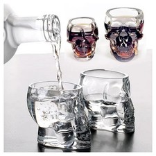 MINI BICCHIERE IN VETRO A FORMA DI TESCHIO PER SHOT CICHHETTO ALCOLICI BARMAN