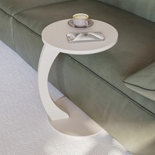 Tavolino rotondo da salotto con ruote a forma di C elegante ideale come piano