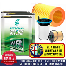 KIT TAGLIANDO ALFA ROMEO GIULIETTA 1.6 JTDM 120 CV 2016 +5L OLIO SELENIA WR 0W30