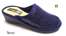 Solo n° 37 Pantofole ciabatte donna comode calde TaccoMedio MadeInItaly 007 blu