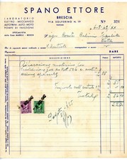 1942 BRESCIA Via Solferino 19 Laboratorio elettro-meccanico Ettore SPANO Fattura