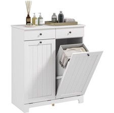 HOMCOM Mobile Bagno con 2 Ceste Portabiancheria 78x38x90 cm, Bianco