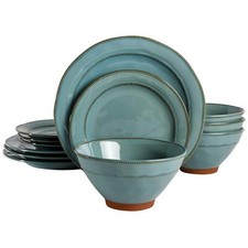 Terranea Servizio Set di Posate Rotondo Smalto Reattivo Terracotta per Quattro 12p...
