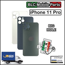 VETRO SCOCCA IPHONE 11 PRO BACK COVER BIG HOLE COPRI BATTERIA APPLE BIANCO NERO