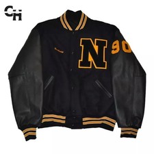 Giacca Letterman Needham HS Athletics tutta nera Varsity