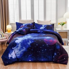 Set biancheria da letto Galaxy 6 pezzi trapunta trapuntata stampata in 3D per bambini adolescenti full size