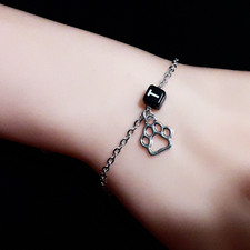 Bracciale con Zampa Cane Gatto personalizzato INIZIALE Lettera nome braccialetto