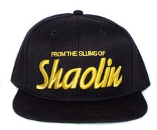 Cappello Slums Of Shaolin tesa piatta ricamato 3D baseball adulto regolabile nero
