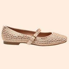 BALLERINE IN ECOPELLE SCAMOSCIATA DECORATE CON STRASS