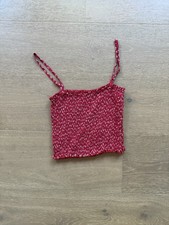 Brandy Melville John Galt rosso crop top a costine senza maniche canotta donna cami 