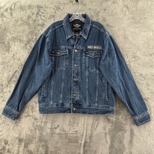 Giacca camionista Harley Davidson Bar & Shield denim uomo L con bottoni ricamati