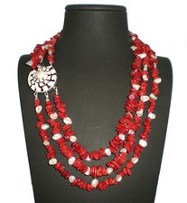 Collana 3 fili  in Corallo del