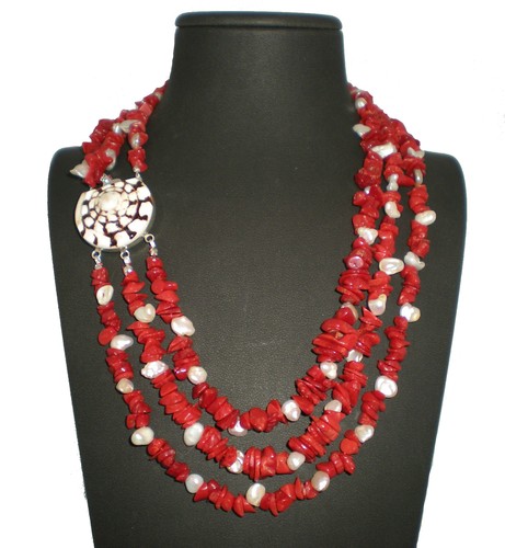 Collana fili corallo del - 3,