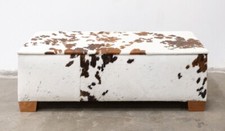 Pouf Contenitore Vintage Industriale rivestito in Pelle di mucca Made in Italy