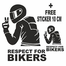 adesivo prespaziato Respect for bikers colore nero+ FREE STICKER 10 CM