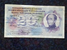 BANCONOTA 20 FRANCHI SVIZZERA 1974  SERIE 99X