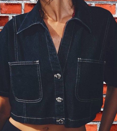 Camicia denim corta nuova con - denim,