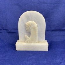 Madonnina In Preghiera Alabastro Vintage Marmo Bianco