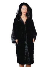 Fur coat long 104 cm hood