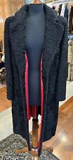 Cappotto Pelliccia Persiano Astrakan Nero Fodera Rossa