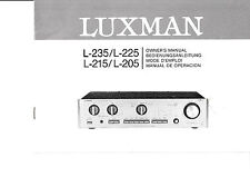 Funzionamento Manuale D'Istruzioni per Luxman L-235,L-225,L-215,L-205