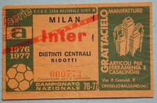 BIGLIETTO CALCIO LEGA NAZIONALE SERIE 'A' DERBY MILAN INTER CAMPIONATO 1976/1977
