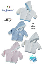 Cappottino neonato/a misto lana con cappuccio made in Italy tg. unica LA ROCCA