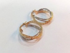 Orecchini  anella fantasia donna/ragazza oro giallo e bianco 18 kt 750 %