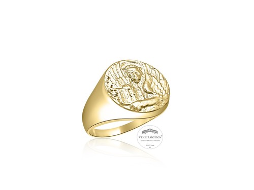 Anello chevalier con leone - , di