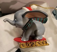Raro Vintage Grolier Disney Dumbo su slitta elefante volante ornamento porcellana 